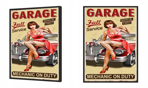 BILLEDPOKATER I RAMME 53x73 cm Garage Pinup P1847
