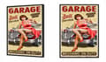 Miniatyrbillede 3 af 4: BILLEDPOKATER I RAMME 53x73 cm Garage Pinup P1847