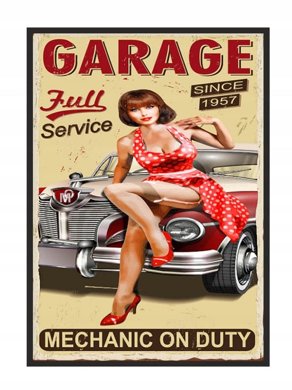 BILLEDPOKATER I RAMME 53x73 cm Garage Pinup P1847