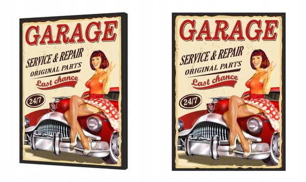 KUVAPUOLISTE KEHYISSÄ 53x73 cm Garage Pinup P1845