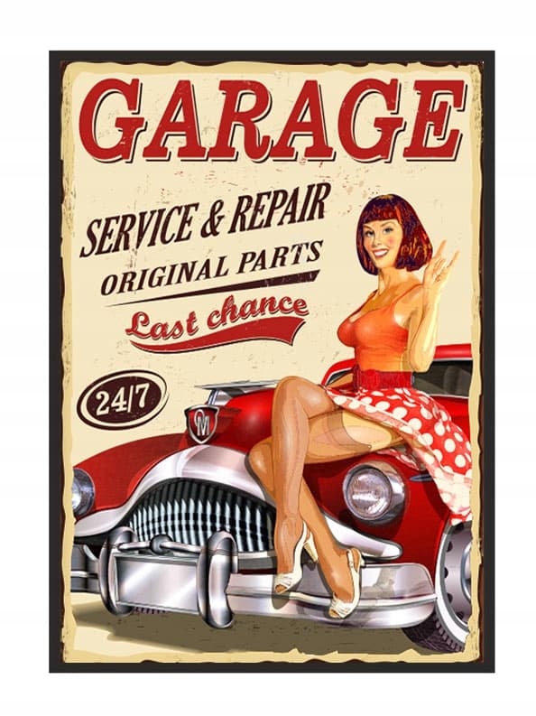 KUVAPUOLISTE KEHYISSÄ 53x73 cm Garage Pinup P1845