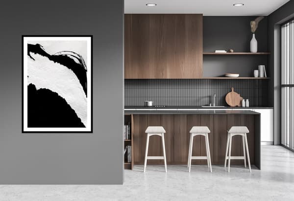 POSTER I RAM 43x53 cm Svartvit Zebra Minimalism Abstraktion