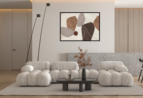 KUVAJULISTE 50x70cm Beige Valkoinen Ruskea Hahmot Muodot Abstraktio
