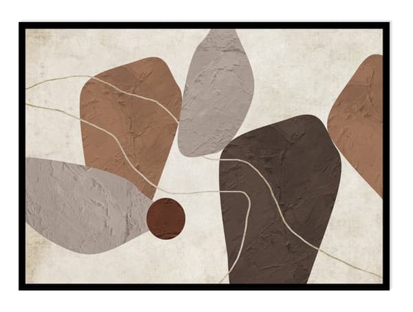 KUVAJULISTE 50x70cm Beige Valkoinen Ruskea Hahmot Muodot Abstraktio