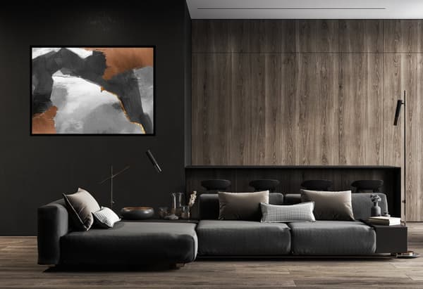 KUVAJULISTE 40x50cm Mustavalkoinen Ruskea Minimalismi Abstrakti Vesivärit