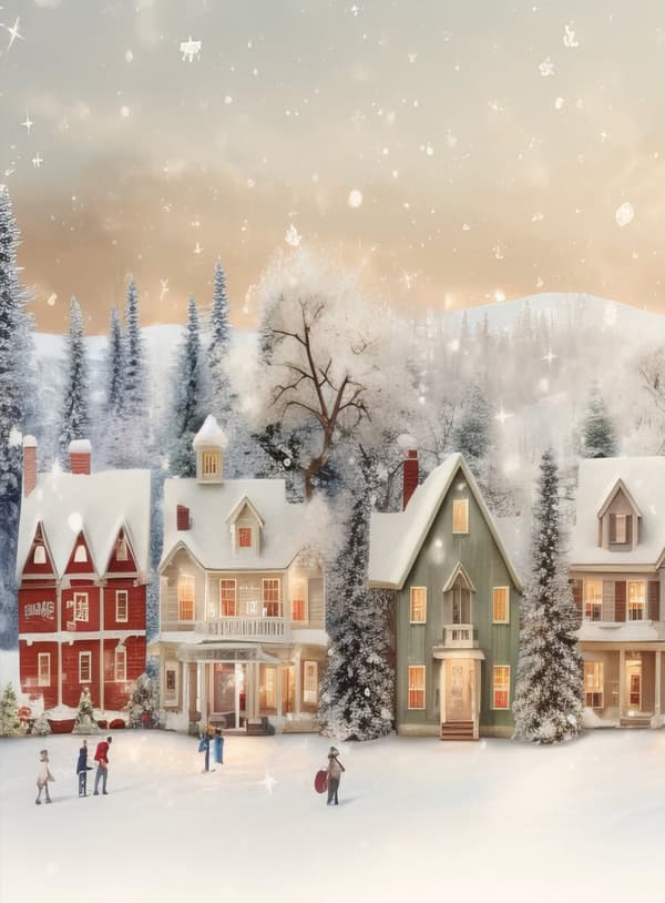 POSTER Jul Vinter Stad HELG VINTER SNÖ landskap 21x15cm P2381_A5