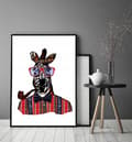 Miniatyrbild 3 av 4: TAVELAFFIST I RAM 33x43 cm Herr Giraff P837