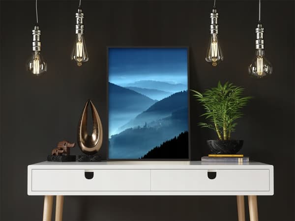 BILLEDPOKATER I RAMME 53x73 cm Blå P595