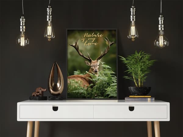 TAVELAFFIST I RAM 53x73 cm Hjort 1 P598