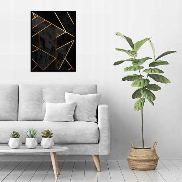 TAVELAFFIST I RAM 53x73 cm Guldsvart P646