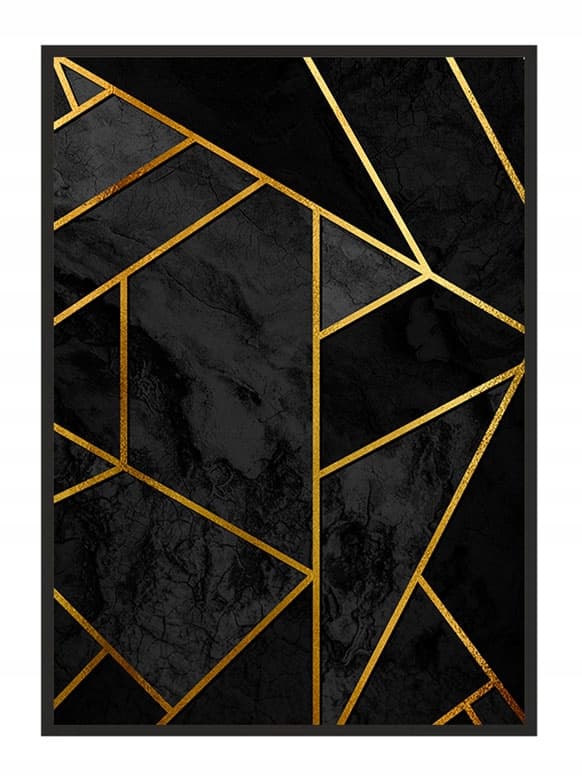 TAVELAFFIST I RAM 53x73 cm Guldsvart P646
