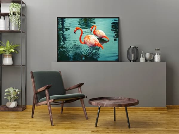 BILLEDPOKATER I RAMME 43x33 cm Flamingo P666