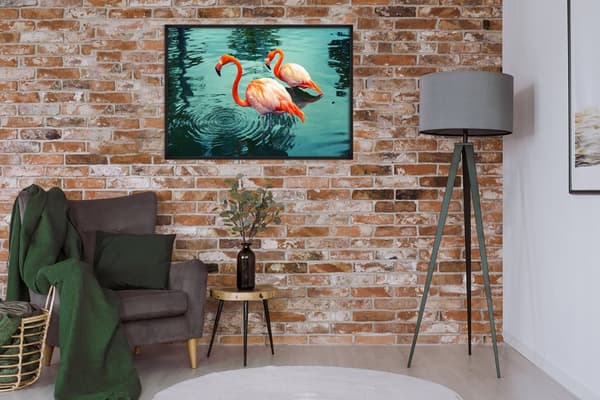 BILLEDPOKATER I RAMME 43x33 cm Flamingo P666