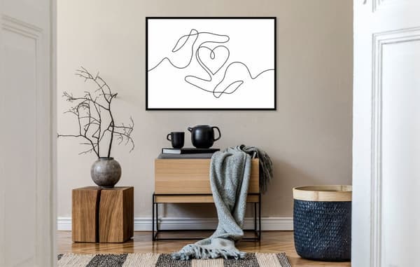 BILLEDPOKATER I RAMME 33x43 cm Kærlighed Valentinsdag Lineart P2243