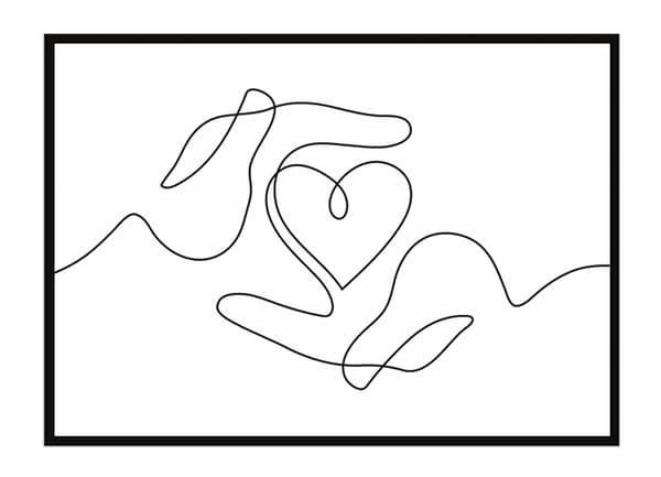 BILLEDPOKATER I RAMME 33x43 cm Kærlighed Valentinsdag Lineart P2243