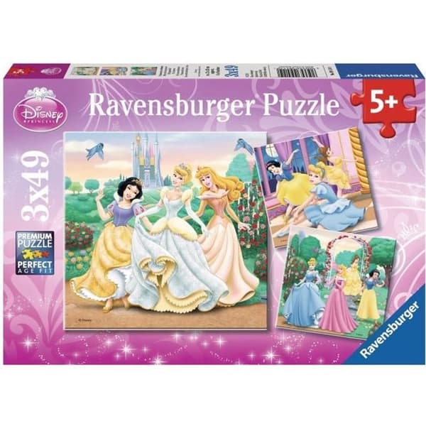 3 x 49 brikker Disney Prinsesse puslespil, fra 5 år, Ravensburger