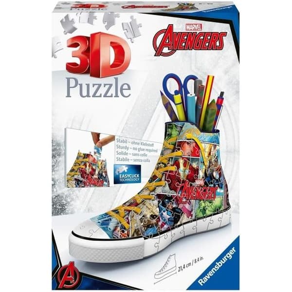 3D Puslespil Sneaker Avengers - Ravensburger - Blyantskål 108 brikker - Fra 8 år