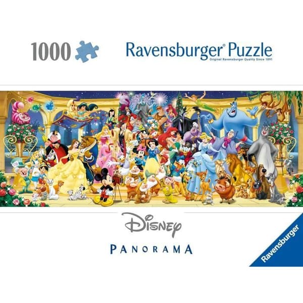 Ravensburger-Palapeli 1000 palaa Panorama-Disney ryhmäkuva-Aikuiset ja lapset yli 14-vuotiaille-Korkealaatuinen palapeli-12000444