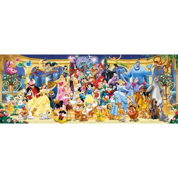 Ravensburger-Palapeli 1000 palaa Panorama-Disney ryhmäkuva-Aikuiset ja lapset yli 14-vuotiaille-Korkealaatuinen palapeli-12000444