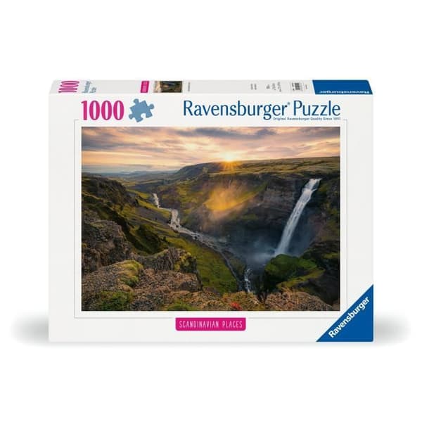 Ravensburger-1000p palapeli-Háifossin vesiputous, Islanti (kohokohdat)-Aikuiset ja lapset-14+-vuotiaat-Ensiluokkainen palapeli-12000110