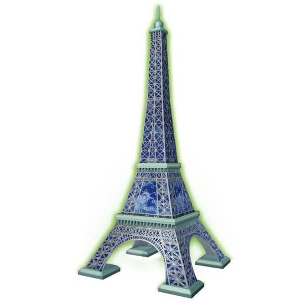 Ravensburger-Palapeli 3D Eiffel-torni fosforoiva 50 vuotta-10-vuotiaasta alkaen-216 numeroitua palaa, koottavissa ilman liimaa-Lisävarusteet sisältyvä