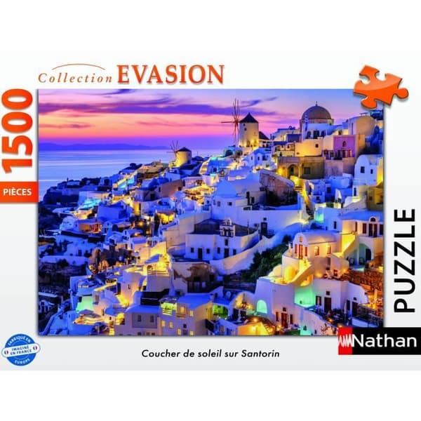 1500-brikkers puslespil Solnedgang på Santorini, Voksne og børn fra 14 år, Evasion Collection, 12001532, Nathan