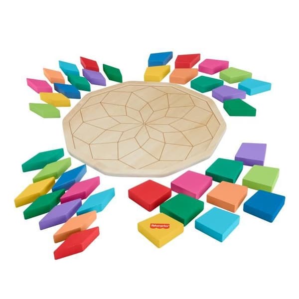 Fisher-Price Mandala-puslespil i træ - 40 brikkers geometrisk mønsterpuslespil HXT94