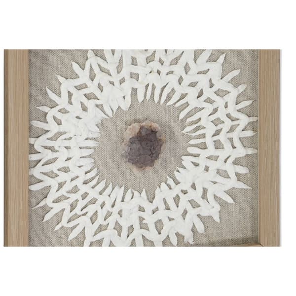 Tavla Home ESPRIT Vit Naturell Modern 22 x 2 x 22 cm