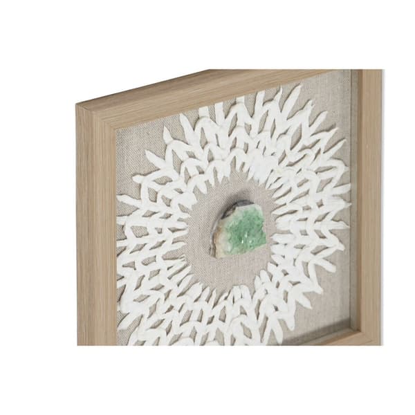 Tavla Home ESPRIT Vit Naturell Modern 22 x 2 x 22 cm