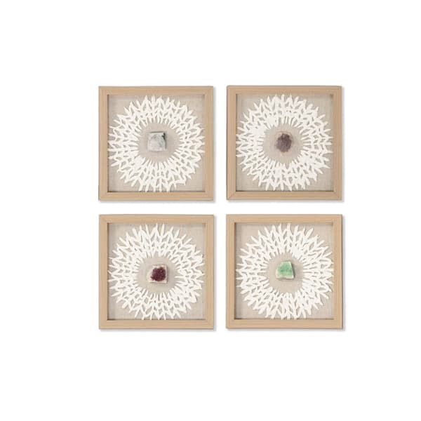 Tavla Home ESPRIT Vit Naturell Modern 22 x 2 x 22 cm