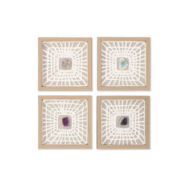 Tavla Home ESPRIT Vit Naturell Modern 22 x 2 x 22 cm