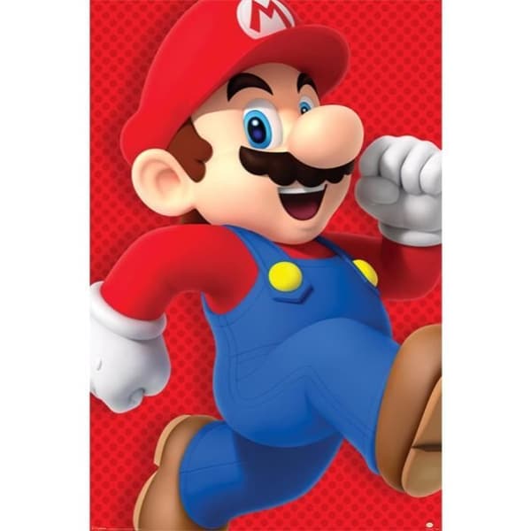 Maxi Poster Super Mario Running - Super Mario - Röd - Kartong - Papper - Rektangulär