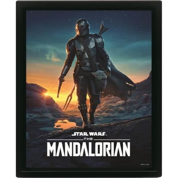 3D linsformad ramaffisch Pyramid Star Wars - The Mandalorian Nightfall - svart - 25,5x4,5x20,5 cm