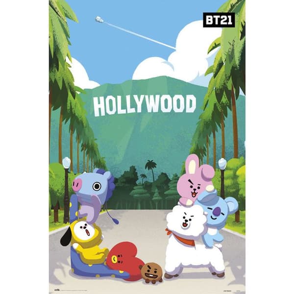 Affisch Väggdekoration - Bt21 - Holliwood - Rektangulär - 61 x 91,5 cm - Inomhus