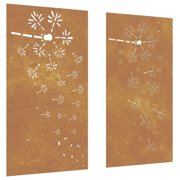Väggdekorationer 2 delar 105x55cm rosttrögt stål blomdesign