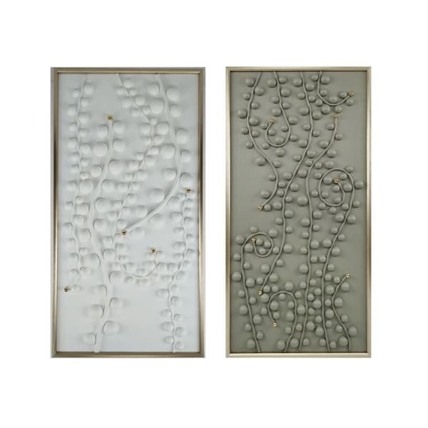 Maleri Home ESPRIT Hvid Grøn Gylden Moderne 70 x 3,5 x 140 cm (2 enheder)