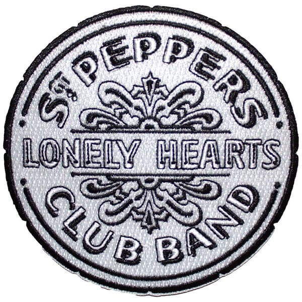 The Beatles Standard Patch: Sgt Pepper Drum B&W