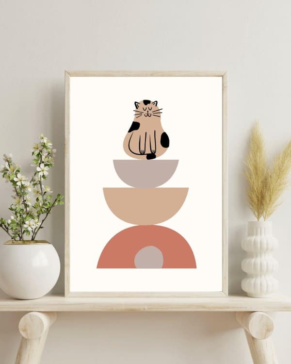 Abstrakt Katt Poster – Modern Väggkonst i Hög Kvalitet | Fotopapper 30×40 / 50×70 cm | Djurtavla & Inredning 30×40 CM