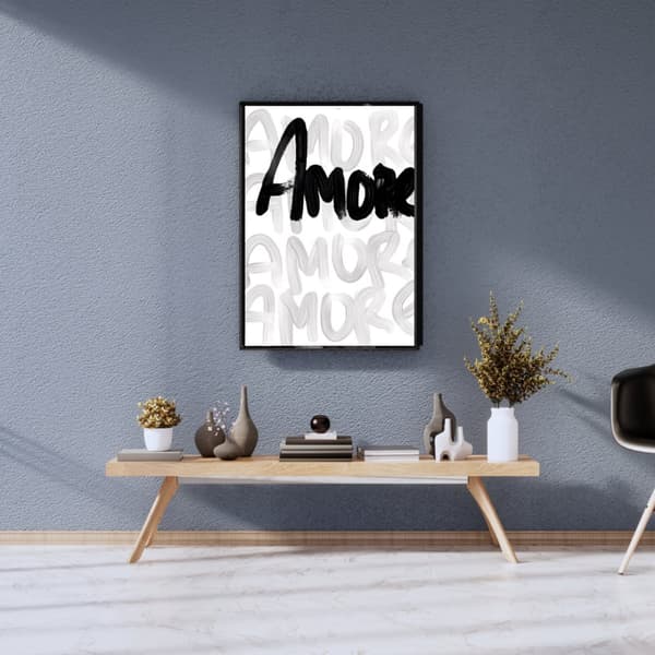 Amore Svartvit Affisch | Poster | Typografisk Väggkonst på Högkvalitativt Fotopapper 260g