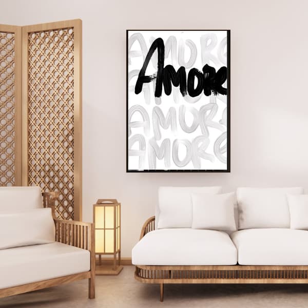 Amore Svartvit Affisch | Poster | Typografisk Väggkonst på Högkvalitativt Fotopapper 260g