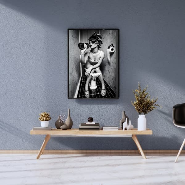 Drunken i Toa Svartvit Affisch – Rolig Poster – Humoristisk Väggkonst på Fotopapper 260g