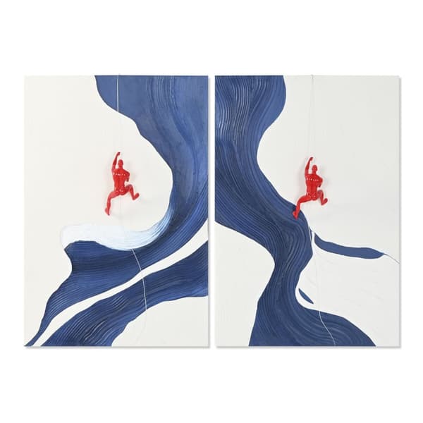 Tavla Home ESPRIT Vit Gyllene Män Modern 80 x 3,5 x 120 cm (2 antal)