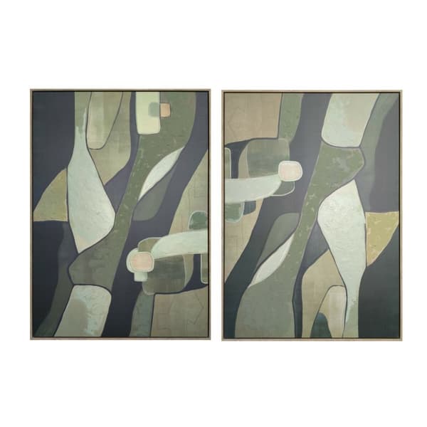 Tavla Home ESPRIT Grön Abstrakt Modern (2 antal)