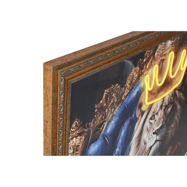 Maleri Home ESPRIT Blå Svart Leopard Løve Loft 100 x 4 x 100 cm (2 enheter)
