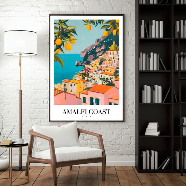 Amalfikusten Italien Poster – Vintage Travel Print – 30×40 & 50×70 cm – Premium 260g Fotopapper