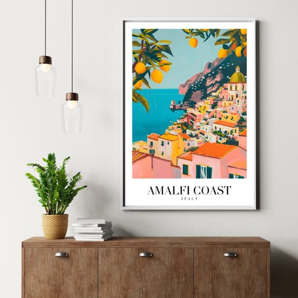 Amalfikusten Italien Poster – Vintage Travel Print – 30×40 & 50×70 cm – Premium 260g Fotopapper