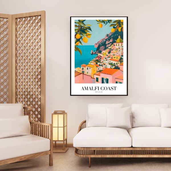 Amalfikusten Italien Poster – Vintage Travel Print – 30×40 & 50×70 cm – Premium 260g Fotopapper