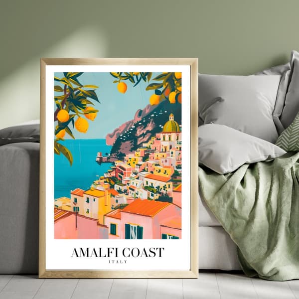 Amalfikusten Italien Poster – Vintage Travel Print – 30×40 & 50×70 cm – Premium 260g Fotopapper Storlek 50×70 cm