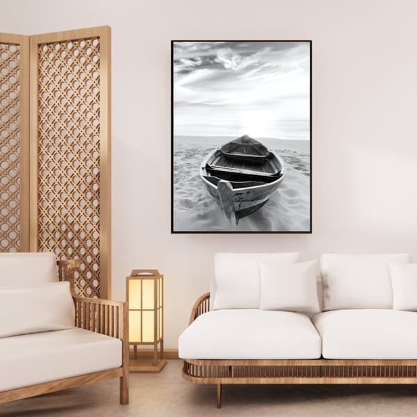 Svartvit Båt Poster – Nautisk Fotokonst i Monokrom Stil