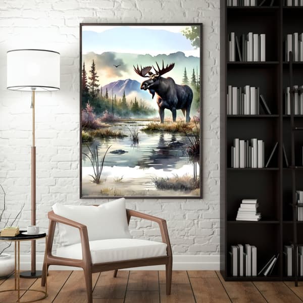Majestätisk Älg i Vild Natur – Premium Affisch i Storformat